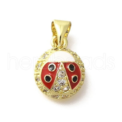 Brass Micro Pave Clear Cubic Zirconia Enamel Pendants KK-M297-05G-1