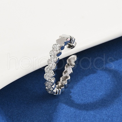 Brass Micro Pave Cubic Zirconia Cuff Rings for Women RJEW-F182-03P-1