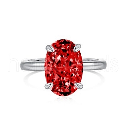 Oval Rhodium Plated 925 Sterling Silver Micro Pave Cubic Zirconia Finger Rings for Women RJEW-F168-05P-1