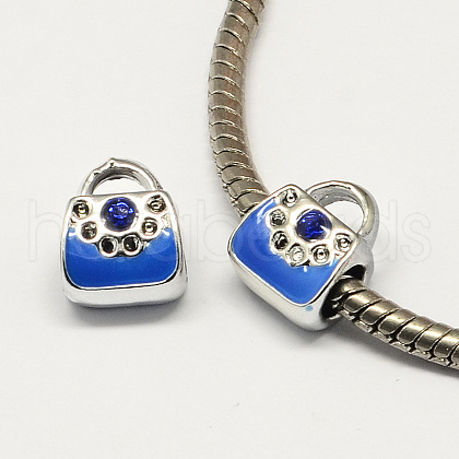 Alloy Rhinestone Bag Large Hole Enamel Style European Beads MPDL-R036-49C-1