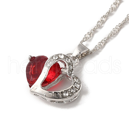 Resin Heart Pendant Necklace with Singapore Chains NJEW-C003-01D-1