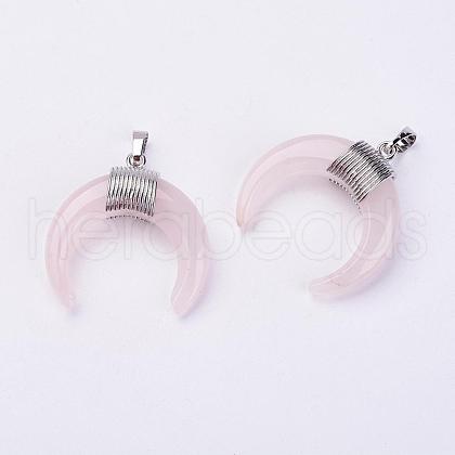 Natural Rose Quartz Pendants G-L466-B09-1