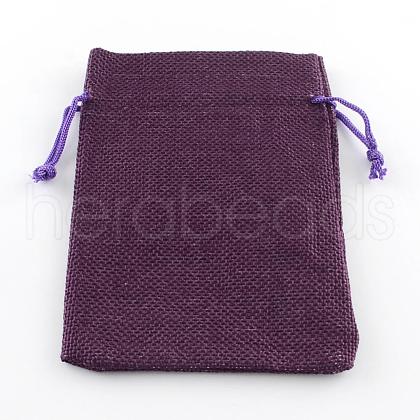 Polyester Imitation Burlap Packing Pouches Drawstring Bags ABAG-R005-18x13-10-1
