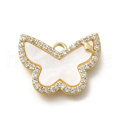Brass Micro Pave Cubic Zirconia Pendants KK-Q035-05G-1