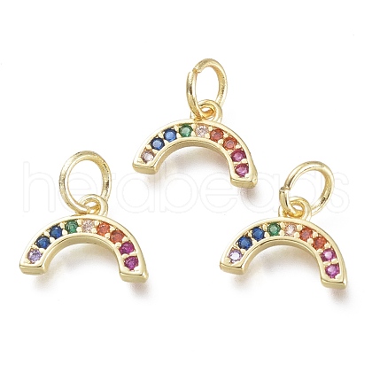Brass Micro Pave Clear Cubic Zirconia Pendants KK-P188-O01-G-1