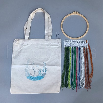 Canvas Bag Embroidery Starter Kits DIY-WH20005-06B-1