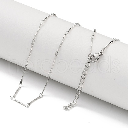 304 Stainless Steel Bar Link Chain Necklaces NJEW-H043-04G-1