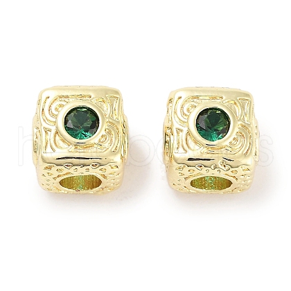 Brass Micro Pave Cubic Zirconia Beads KK-C051-28G-02-1