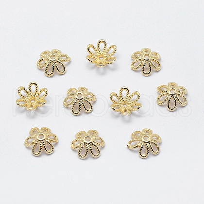 6-Petal Brass Caps KK-F727-91G-NF-1