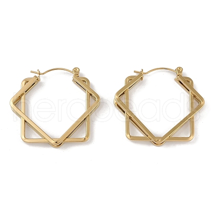 Ion Plating(IP) 201 Stainless Steel Polygon Hoop Earrings EJEW-I309-43G-1