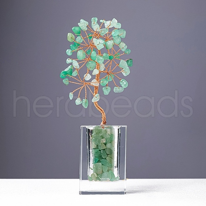 Natural Green Aventurine Chips Money Tree Display Decorations PW-WG1CBB9-03-1