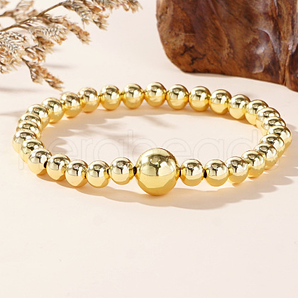 Luxury Brass Round Beads Stretch Bracelets for Men Women KL5990-1-1