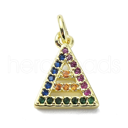 Brass Micro Pave Colorful Cubic Zirconia Pendants KK-H475-07G-1