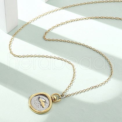 Brass Twelve Constellations Tarot Pendant Necklaces NJEW-Q006-01A-G-1