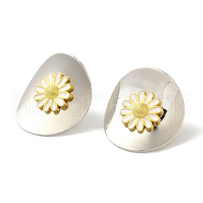 Rack Plating Brass Enamel Stud Earrings EJEW-B062-05D-PG-1