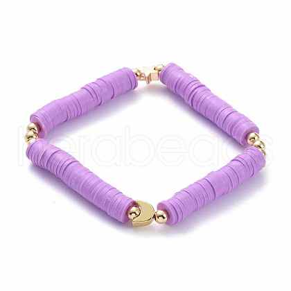 Handmade Polymer Clay Heishi Beads Stretch Bracelets BJEW-JB05621-01-1