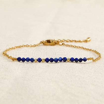Natural Lapis Lazuli Beads Link Bracelets AL8612-6-1