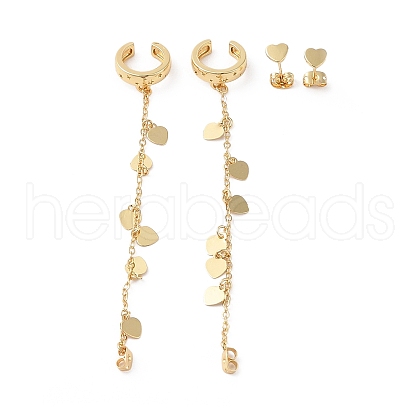 Rack Plating Brass Cuff Earrings for Women EJEW-G394-07A-G-1