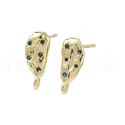 Brass Micro Pave Cubic Zirconia Stud Earring Findings KK-U075-01A-01G-1
