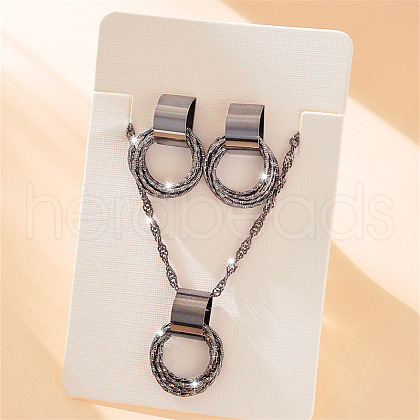 Ring Alloy Pendant Necklaces & Stud Earrings Sets FS-WG7C915-05-1