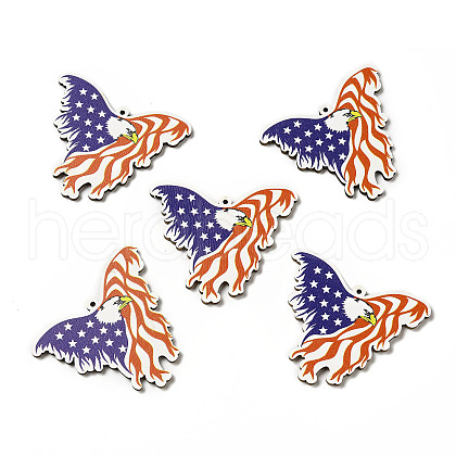 American Flag Theme Single Face Printed Aspen Wood Pendants WOOD-G014-07-1