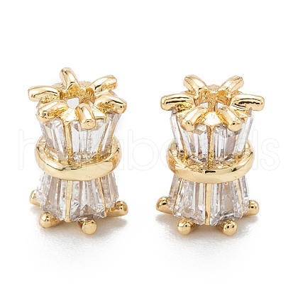 Brass Micro Pave Clear Cubic Zirconia Beads ZIRC-L101-11G-1