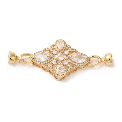 Brass Micro Pave Clear Cubic Zirconia Fold Over Clasps KK-A227-03G-1