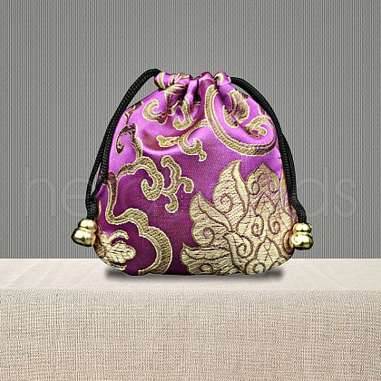 Chinese Style Brocade Drawstring Gift Blessing Bags PW-WG90644-12-1