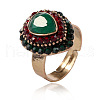 Teardrop Zinc Alloy & Rhinestone & Resin Finger Rings FS-WGCEC00-04-2