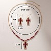 Cross Zinc Alloy with Glass Pendant Necklace & Dangle Earring FS-WG71EA0-02-2