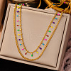 Colorful Enamel Oval Charms Double Layer Necklace NJEW-K245-016-2