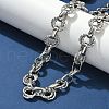 304 Stainless Steel Textured Double Ring Link Chain Necklaces NJEW-S453-02P-B-3