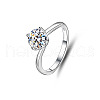 Flat Round Rhodium Plated 925 Sterling Silver Micro Pave Cubic Zirconia Finger Rings for Women WG84544-09-4