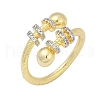 Brass Micro Pave Cubic Zirconia Open Cuff Ring for Women RJEW-F177-03GP-11-2