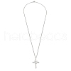 Brass Micro Pave Clear Zirconia Cross Pendant Necklaces NJEW-M211-05B-P-5