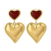 304 Stainless Steel Red Agate Dangle Stud Earrings EJEW-M065-01A-G-1