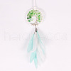 Woven Net/Web with Feather Pendant Decoration HJEW-PW0001-033C-1