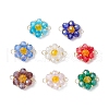 8Pcs 8 Colors Glass Connector Charms PALLOY-MZ00726-1