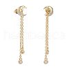 Brass Micro Pave Clear Cubic Zirconia Dangle Stud Earrings EJEW-K083-16G-3