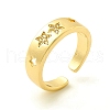 Clear Cubic Zirconia Star Open Cuff Ring for Women ZIRC-P096-18G-1