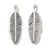 Tibetan Style Alloy Feather Pendants TIBEP-1360-AS-LF-1