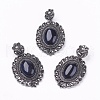 Natural Dyed & Heated Black Agate Gothic Pendants G-F228-18M-FF-1