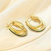 Two-layer Oval Brass Enamel Hoop Earrings EJEW-S252-03D-G-7