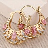 Flower Pattern Brass Enamel Hoop Earrings FS-WGDF85D-01-3