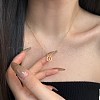 Round Ring 925 Sterling Silver Pave Cubic Zirconia Pendant Necklaces for Women NJEW-F338-01G-5