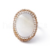 Natural Shell Oval Adjustable Ring with Rhinestone RJEW-E052-06AB-2