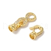 Rack Plating Brass Micro Pave Clear Cubic Zirconia Fold Over Clasps KK-A222-12G-2