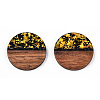 Opaque Resin & Walnut Wood Pendants RESI-N039-43-3