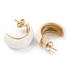 Ion Plating(IP) 304 Stainless Steel Arch Stud Earrings with Enamel for Women EJEW-A104-27G-01-2
