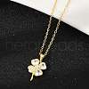 925 Sterling Silver Pave Clear Cubic Zirconia Clover Pendant Necklaces for Women NJEW-G168-01G-2
